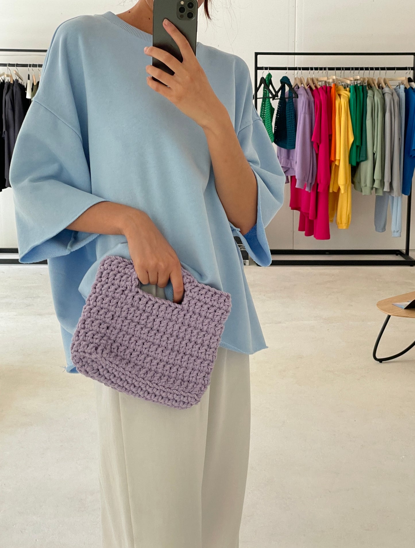 Lavender Knitted Handbag