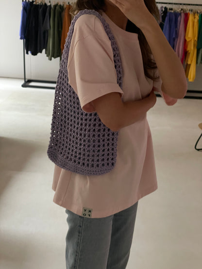 Lavender Knitted Shopper Bag